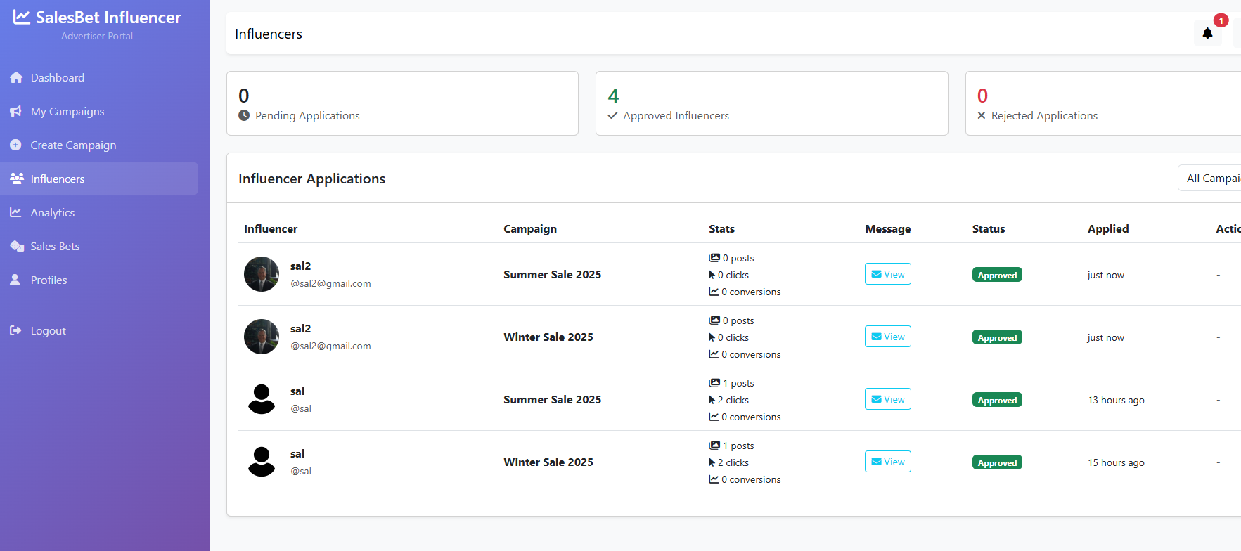 Influencer Search Interface